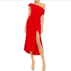Brand New- Mac Duggal Scarlet Asymmetrical Midi Dress